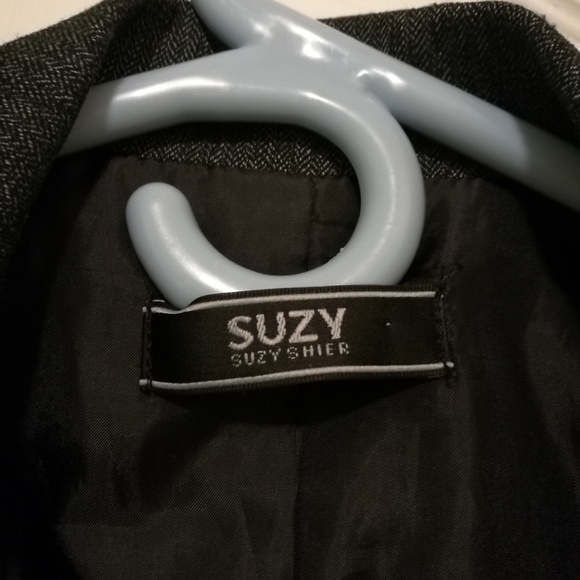 0 Suzy Shier Tweed Satin Blazer 2 Pockets - Picture 4 of 4